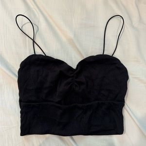 urban outfitters black cannon ribbed cutout cami crop top